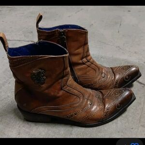 MARK NASON Brown Distressed Leather & Rivet Stitch Boots 67480 Mens SZ 10